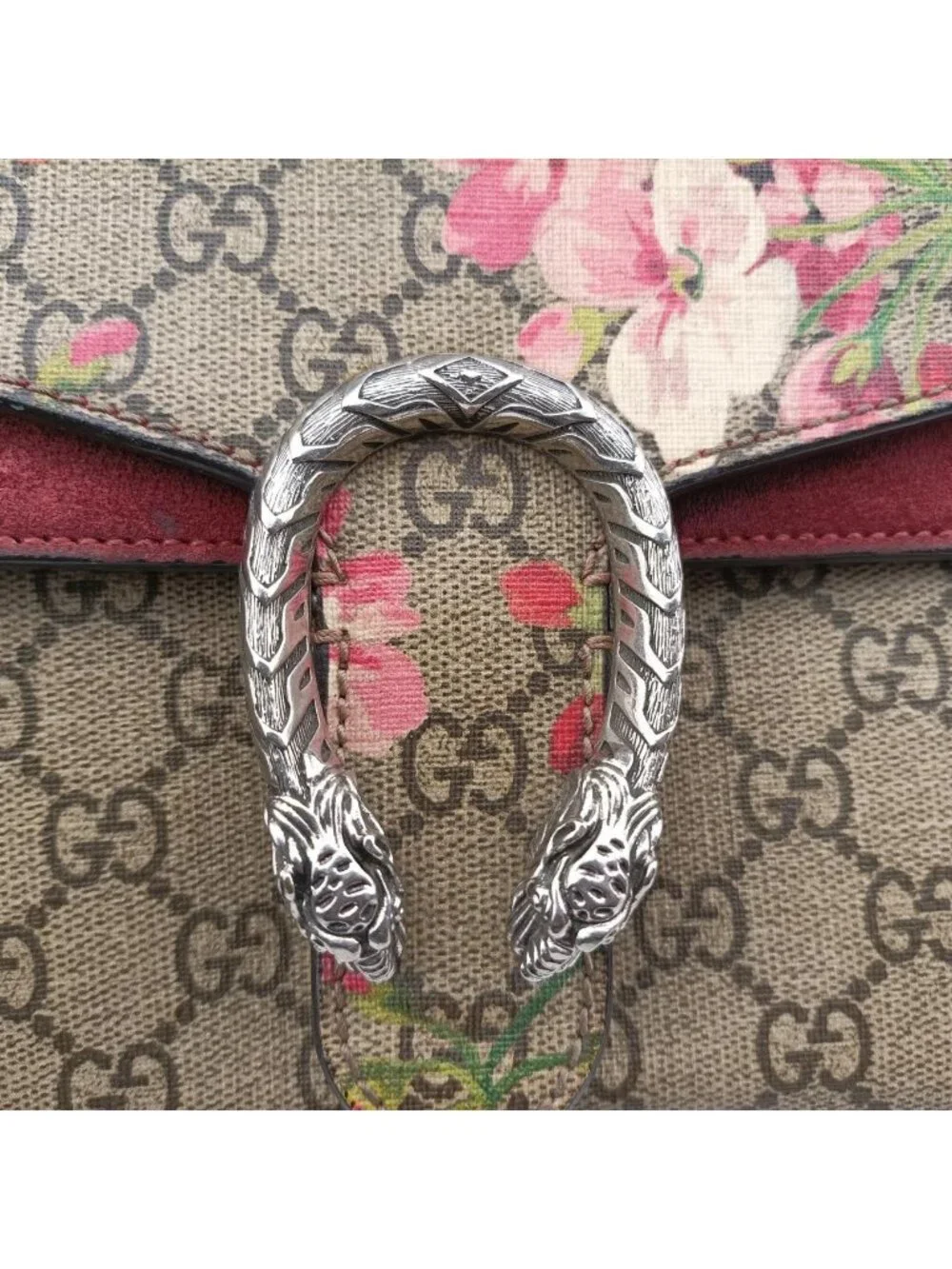 Gucci Dionysus Beige Red Multicolor Suede Shoulder Bag